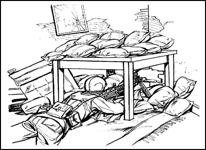Figure 3-57. Corner machine gun bunker.