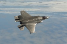 F-35B Joint Strike Fighter (JSF) aircraft BF-3 with inert AIM-9X Sidewinder missiles over the Atlantic Test Range